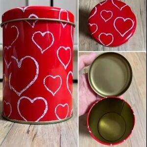 Red Tin With Pink Hearts - 4.5 X 5.75 inches talking
